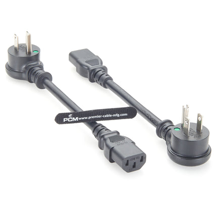 Hospital Grade NEMA 5-15P Right Angle to IEC C13 Power Cord
