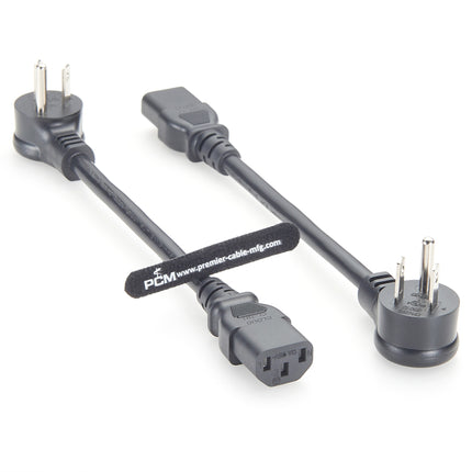 Low Profile Angle NEMA 5-15P to C13 Power Cord