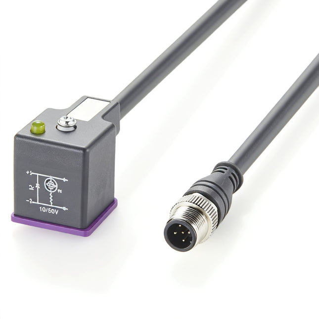 10-50V DIN 43650 Form A to M12 Adapter Cable with LED