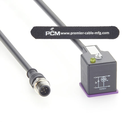 10-50V DIN 43650 Form A to M12 Adapter Cable with LED