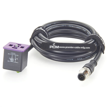 10-50V DIN 43650 Form A to M12 Adapter Cable with LED
