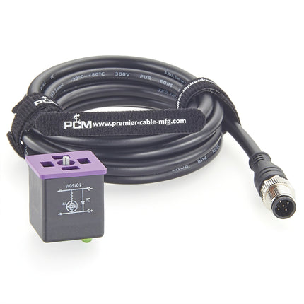 10-50V DIN 43650 Form A to M12 Adapter Cable with LED