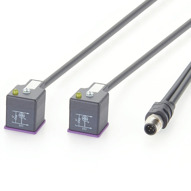 Compatible ifm E70203 E12068 M12 to Dual DIN Form A Valve Cable