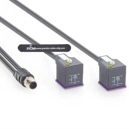 Compatible ifm E70203 E12068 M12 to Dual DIN Form A Valve Cable