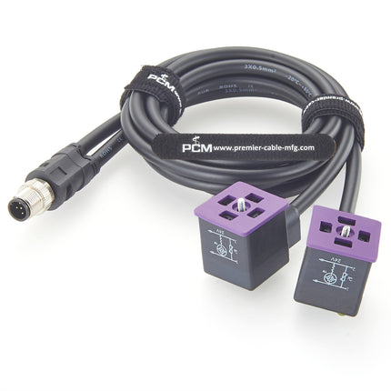 Compatible ifm E70203 E12068 M12 to Dual DIN Form A Valve Cable