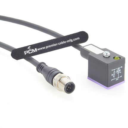 10mm DIN 43650 Form B to M12 Adapter Cable with LED
