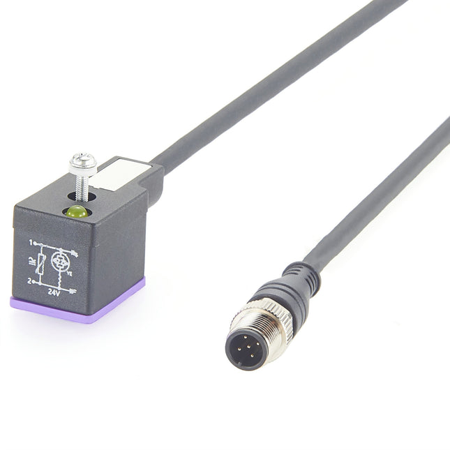 10mm DIN 43650 Form B to M12 Adapter Cable with LED