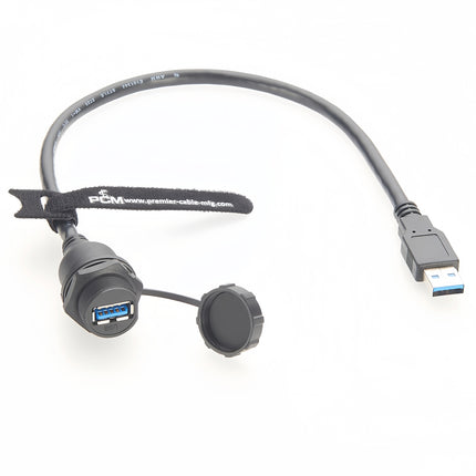 Waterproof USB 3.0 Panel Mount Cable