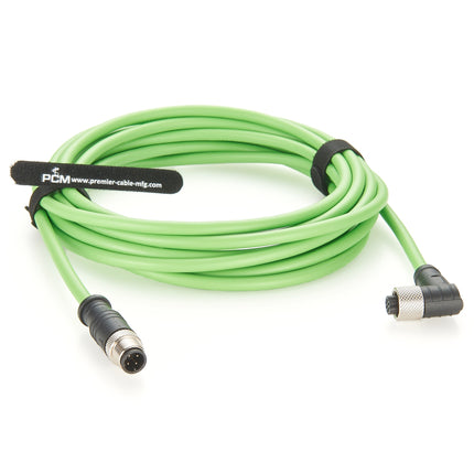 Right Angle M12 D Code Extension Cable