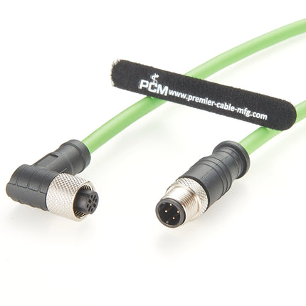 Right Angle M12 D Code Extension Cable