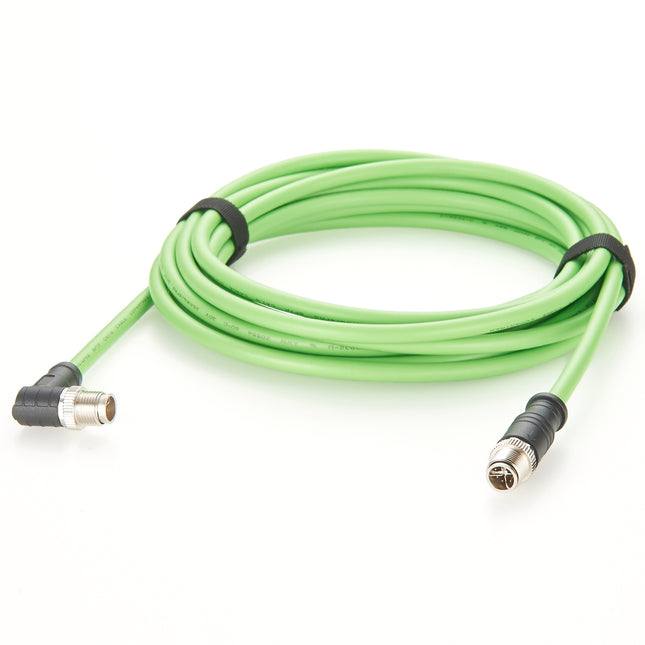 Right Angle M12 X-Code Male to Male CAT6A Cable