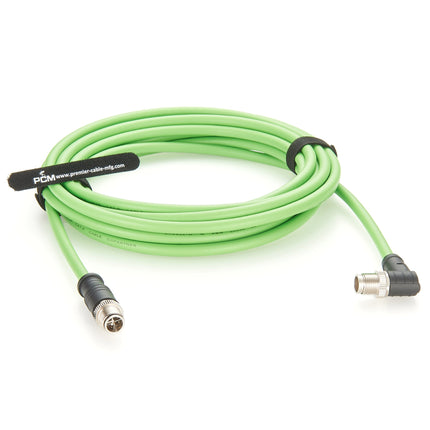 Right Angle M12 X-Code Male to Male CAT6A Cable