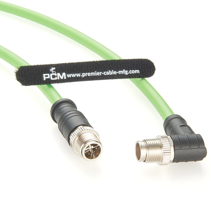 Right Angle M12 X-Code Male to Male CAT6A Cable
