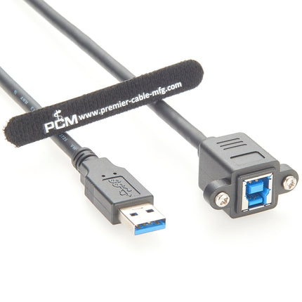 USB 3.0 Type-A to Type-B Screw Panel Mount Cable