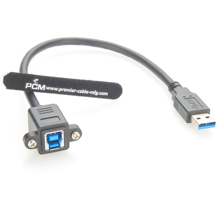 USB 3.0 Type-A to Type-B Screw Panel Mount Cable