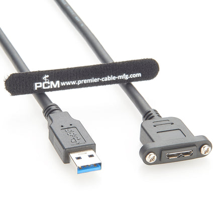 USB 3.0 A to Micro B Screw Lock Panel Mount Cable
