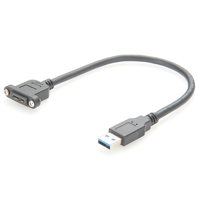 USB 3.0 A to Micro B Screw Lock Panel Mount Cable