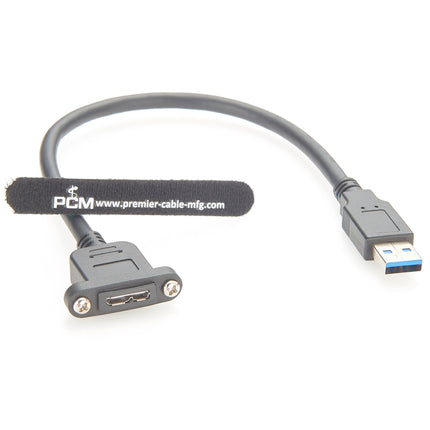 USB 3.0 A to Micro B Screw Lock Panel Mount Cable