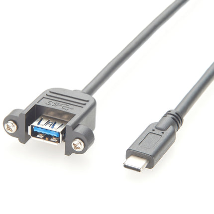 USB 3.1 Type C Male to USB 3.0 Type A Female Panel Mount Cable