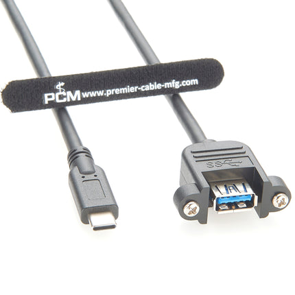 USB 3.1 Type C Male to USB 3.0 Type A Female Panel Mount Cable