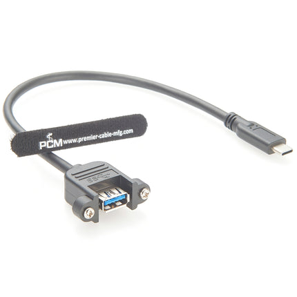 USB 3.1 Type C Male to USB 3.0 Type A Female Panel Mount Cable