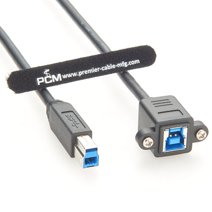 USB 3.0 B Panel Mount Extension Cable with Screws