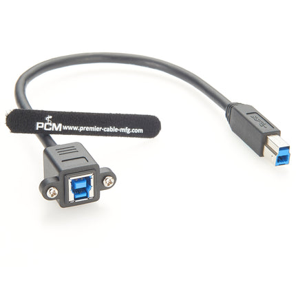 USB 3.0 B Panel Mount Extension Cable with Screws