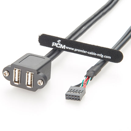 Panel Mount Dual USB 2.0 A Female to 10 Pin Header Cable