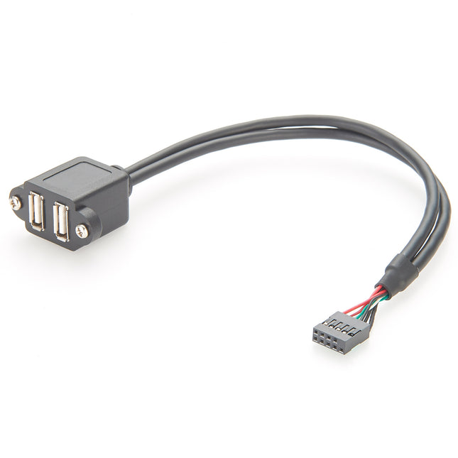 Panel Mount Dual USB 2.0 A Female to 10 Pin Header Cable