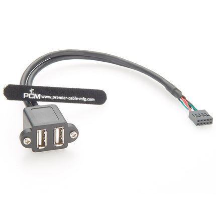 Panel Mount Dual USB 2.0 A Female to 10 Pin Header Cable