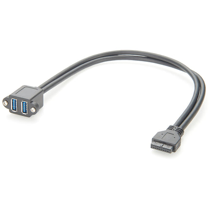Dual USB 3.0 Female Screw Panel Mount to Motherboard 20 Pin Header Cable