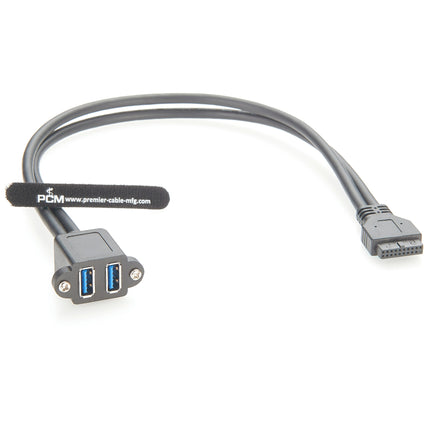 Dual USB 3.0 Female Screw Panel Mount to Motherboard 20 Pin Header Cable
