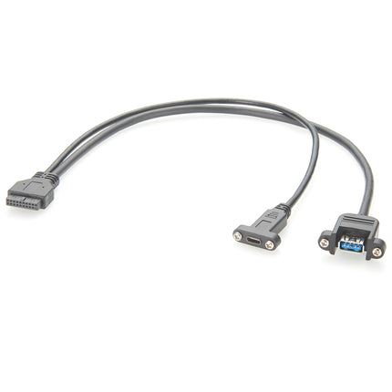 USB 3.0 IDC 20 Pin Header to Dual USB 3.0 & USB 3.1 C Panel Mount Cable