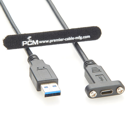Screw Panel Mount USB 3.1 Type C to USB 3.0 A Extension Cable