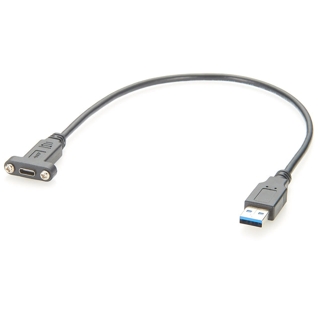 Screw Panel Mount USB 3.1 Type C to USB 3.0 A Extension Cable
