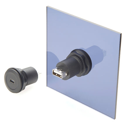 USB Mini B Jack to USB A Jack Round Panel Mount Adapter