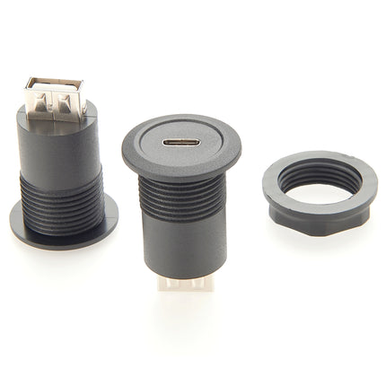 Round Panel Mount Coupler USB C to Type-A