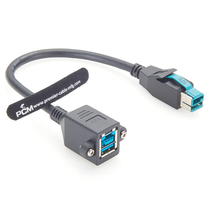 12V Powered USB Panel Mount Extension Cable