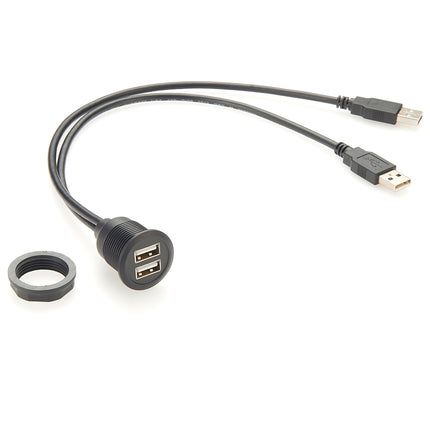 Dual USB 2.0 Flush Dash Panel Mount Cable