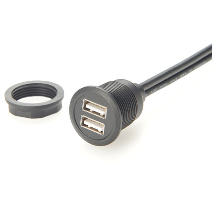 Dual USB 2.0 Flush Dash Panel Mount Cable