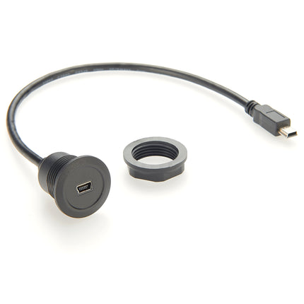 USB Mini B Bulkhead Round Panel Mount Extension Cable