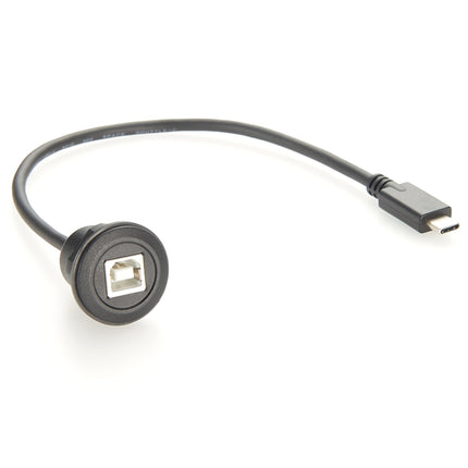 USB-B Socket to USB-C Plug Round Panel Mount Cable