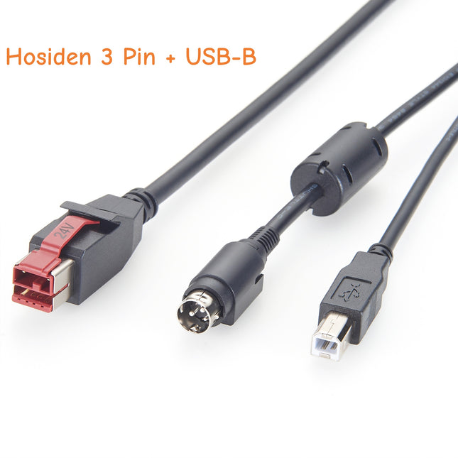 24V Powered USB to Hosiden 3Pin + USB Type B Y Splitter Cable
