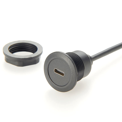 Round Panel Mount Extension Cable USB-C to Micro B