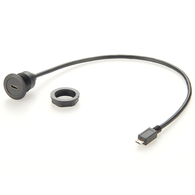 Round Panel Mount Extension Cable USB-C to Micro B