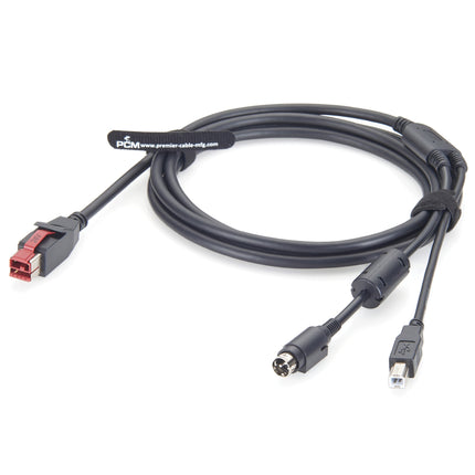 24V Powered USB to Hosiden 3Pin + USB Type B Y Splitter Cable