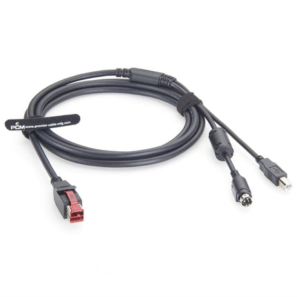 24V Powered USB to Hosiden 3Pin + USB Type B Y Splitter Cable