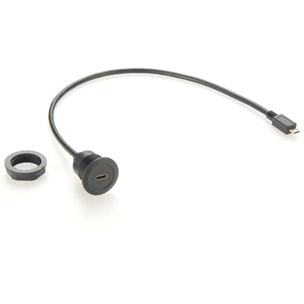 Round Panel Mount Extension Cable USB-C to Micro B