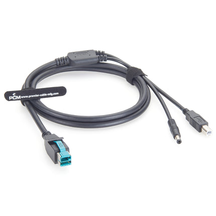 Powered USB Printer Cable 12V to USB-B + DC5521