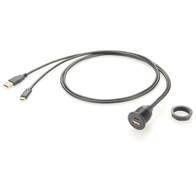 Panel Mount USB-C 3.1 & USB-A 2.0 Extension Cable